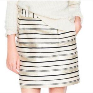 J Crew Gold stripe mini skirt metallic silk cotton